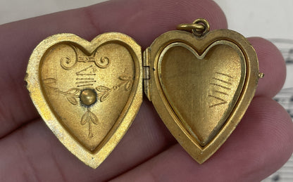 Antique French Art Deco Locket Pendant Heart c1930
