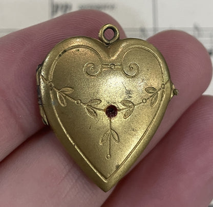 Antique French Art Deco Locket Pendant Heart  c1930