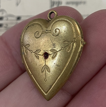 Antique French Art Deco Locket Pendant Heart  c1930