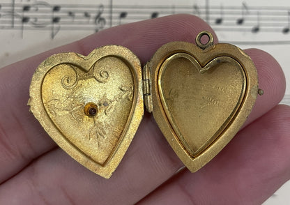 Antique French Art Deco Locket Pendant Heart  c1930