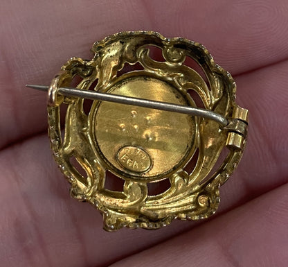Antique French Art Nouveau Gold-Filled Brooch Pendant Pearls c1900