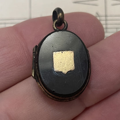 Antique Art Nouveau French Locket Black Onyx c1900
