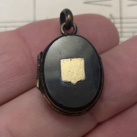 Antique Art Nouveau French Locket Black Onyx c1900