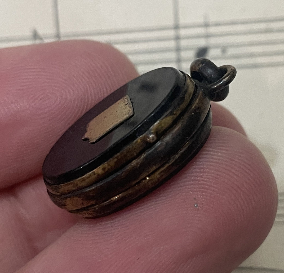 Antique Art Nouveau French Locket Black Onyx c1900