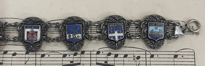 Antique French Provence South of France Cities Shields Enameled Bracelet Augis c1940
