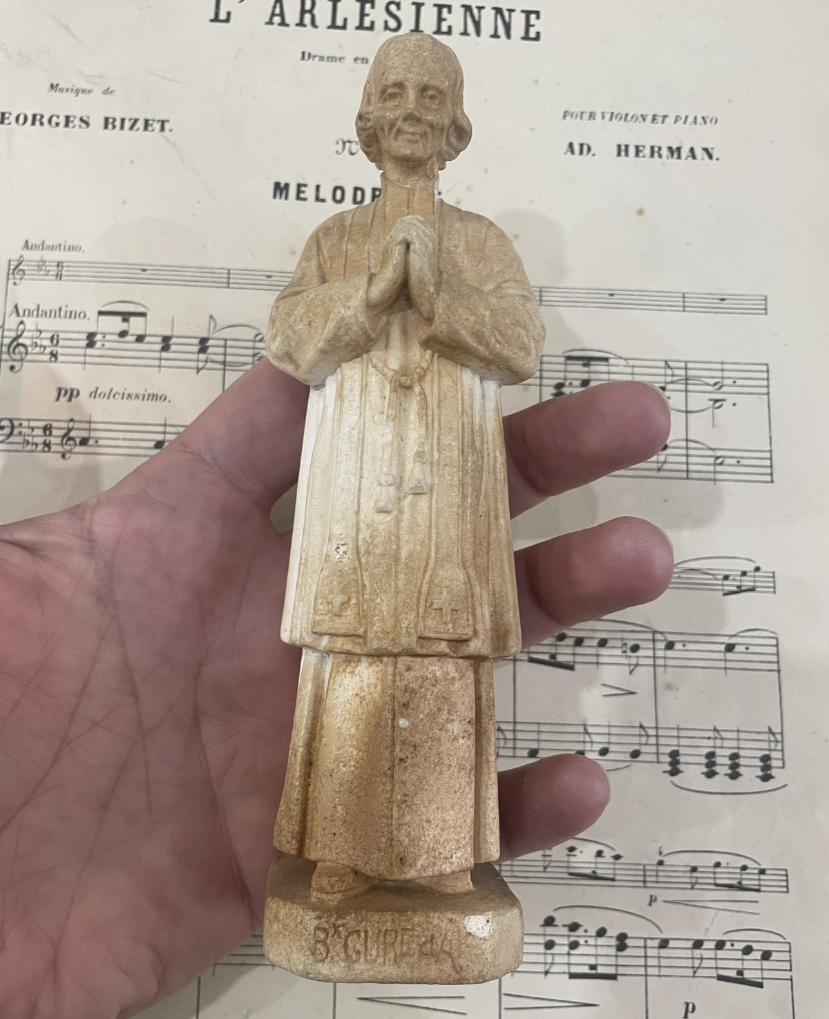 Rare Antique French St John Vianney Plaster Statue Signed Pieraccini c1920