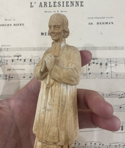 Rare Antique French St John Vianney Plaster Statue Signed Pieraccini c1920