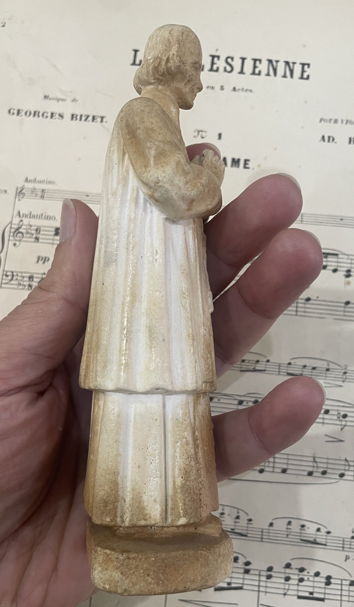 Rare Antique French St John Vianney Plaster Statue Signed Pieraccini c1920
