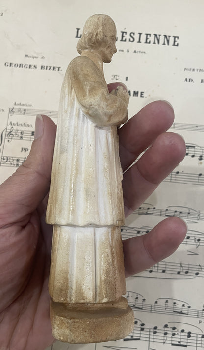 Rare Antique French St John Vianney Plaster Statue Signed Pieraccini c1920