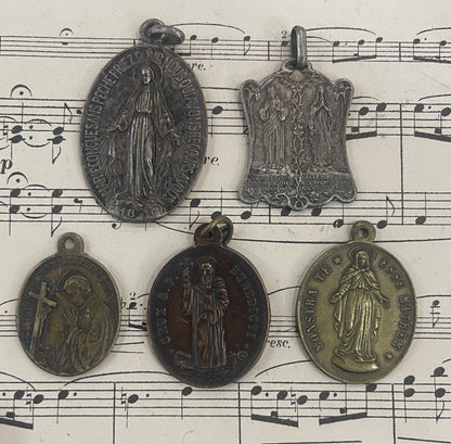 Antique French Religious Medal Pendant Aloysius Gonzaga c1900