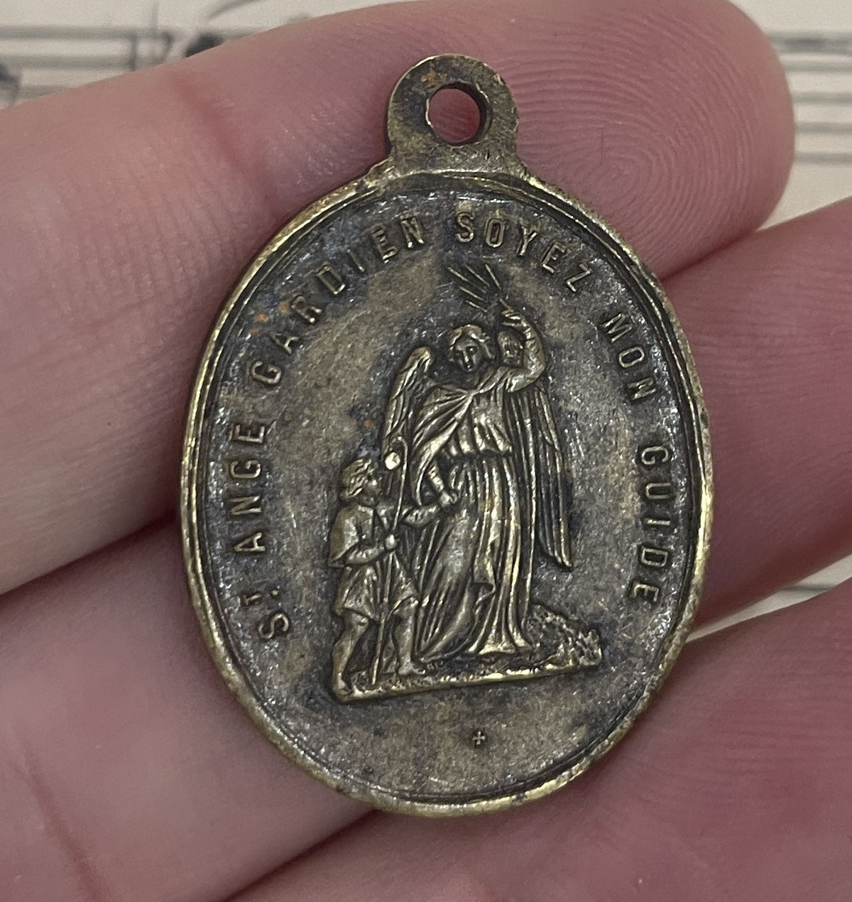 Antique French Religious Medal Pendant Aloysius Gonzaga c1900
