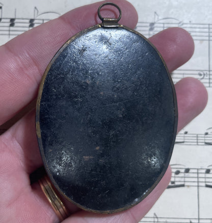 Rare Small Antique French Reliquary / Ex Voto Sacred Heart Domed Glass  c1880