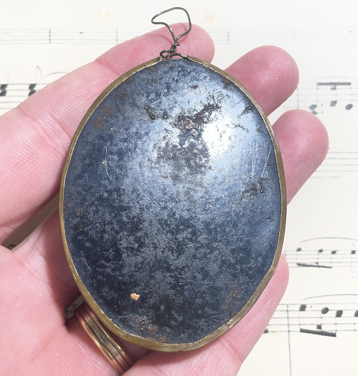 Rare Small Antique French Reliquary / Ex Voto Sacred Heart  Domed Glass c1880