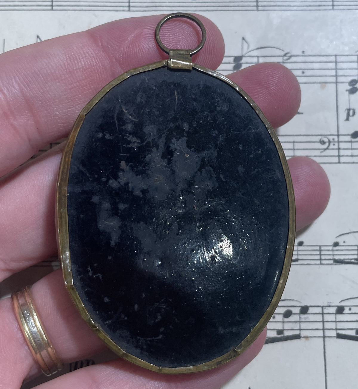 Rare Small Antique French Reliquary /  Ex Voto Sacred Heart Domed Glass c1880