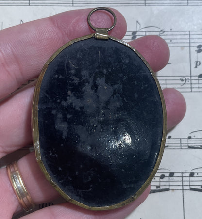 Rare Small Antique French Reliquary /  Ex Voto Sacred Heart Domed Glass c1880