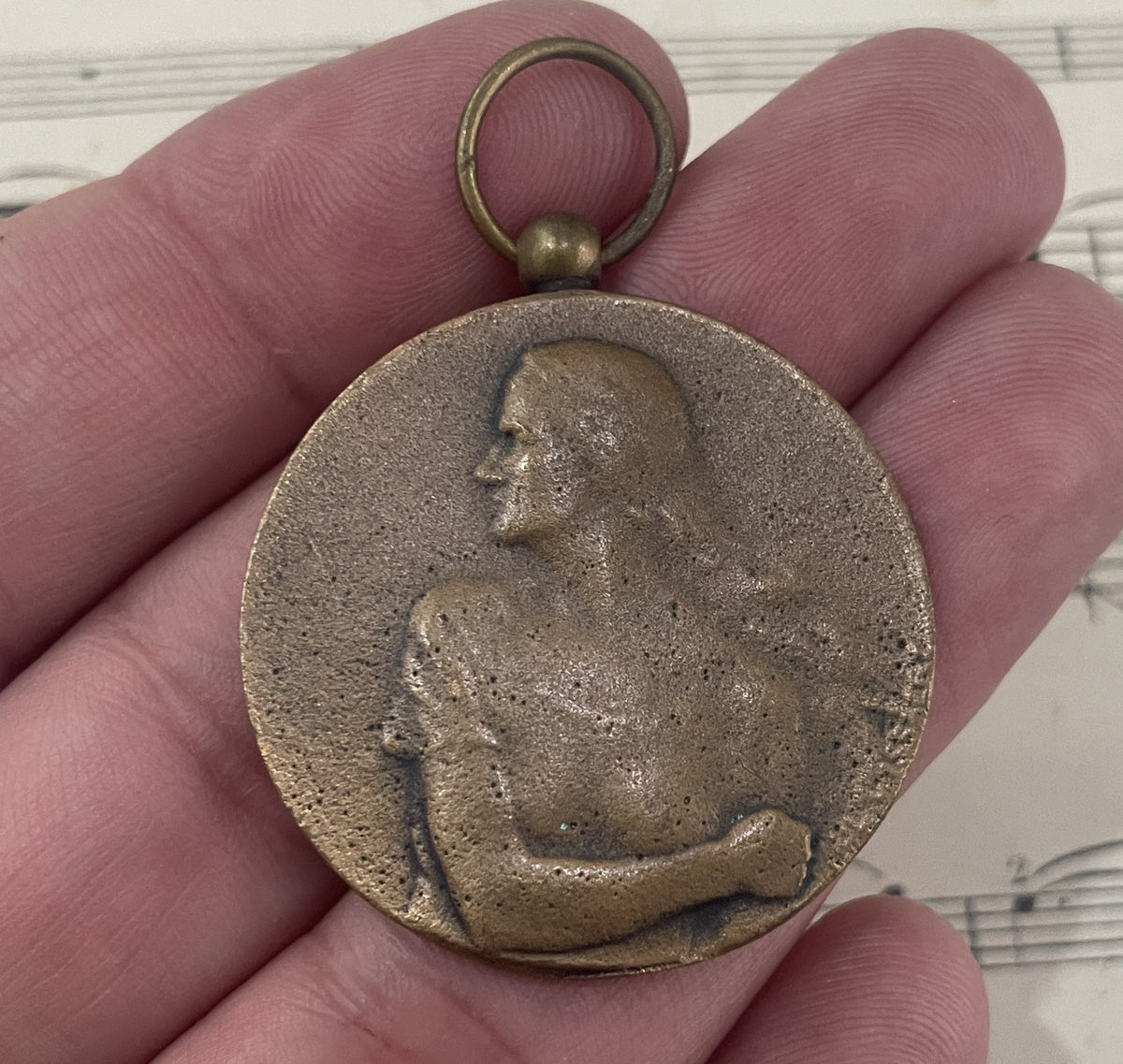 Vintage French Joan of Arc Bronze Religious Medal c1945
