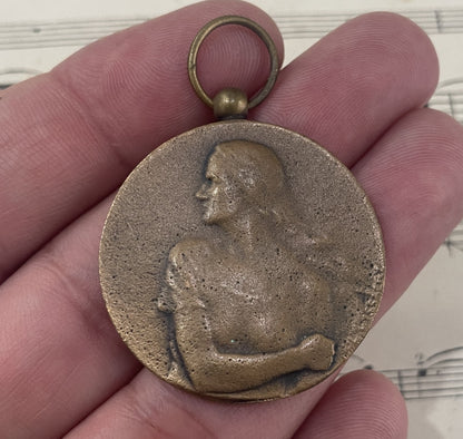 Vintage French Joan of Arc Bronze Religious Medal c1945