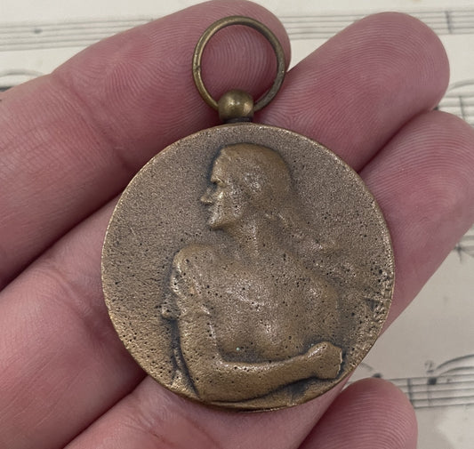 Vintage French Joan of Arc Bronze Religious Medal c1945