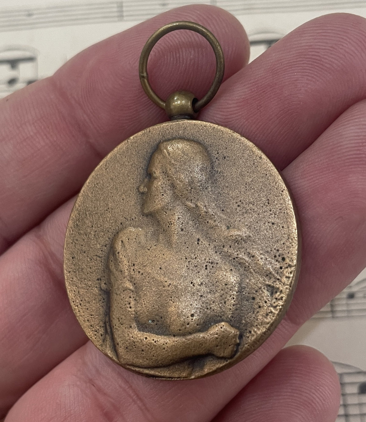 Vintage French Joan of Arc Bronze Religious Medal c1945
