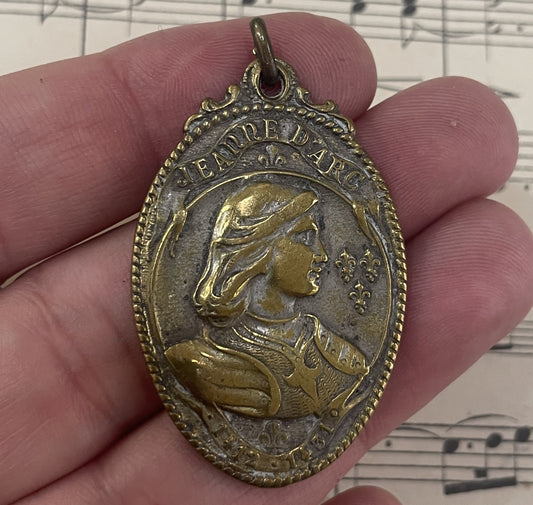 Rare Large Antique French Joan of Arc Religious Medal c1920