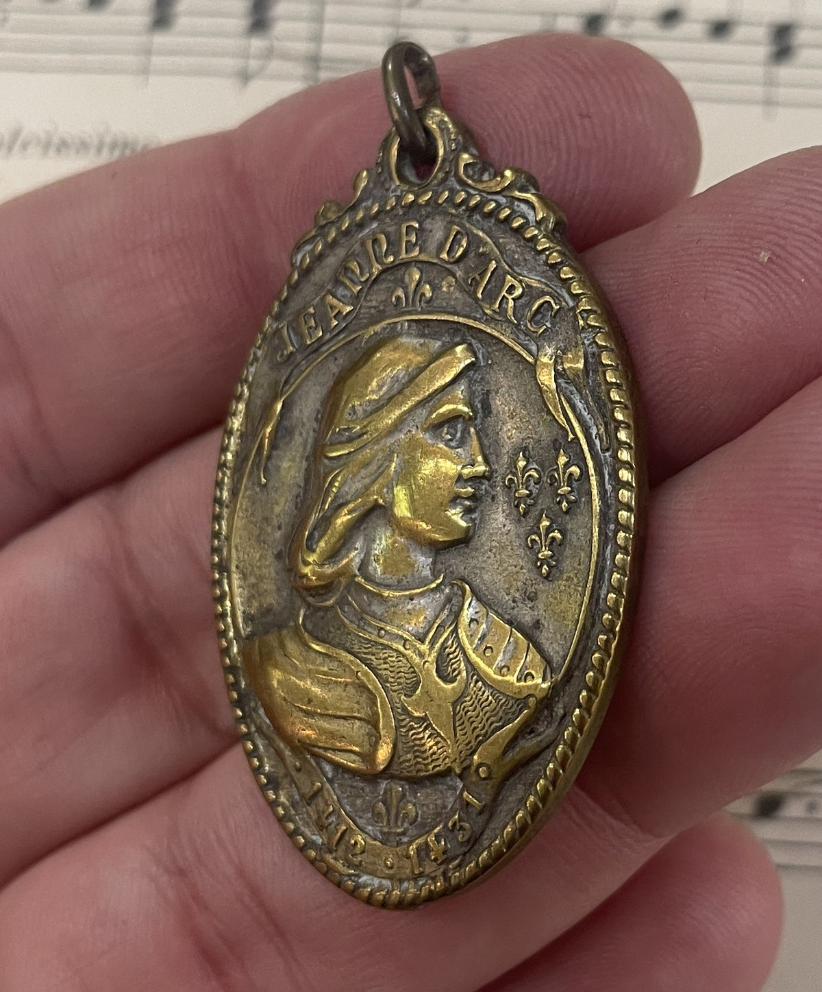 Rare Large Antique French Joan of Arc Religious Medal c1920