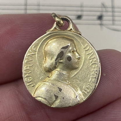 Rare Antique French Joan of Arc Gold-filled Medal Signed Dropsy c1882