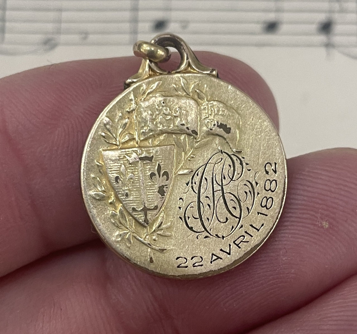 Rare Antique French Joan of Arc Gold-filled Medal Signed Dropsy c1882