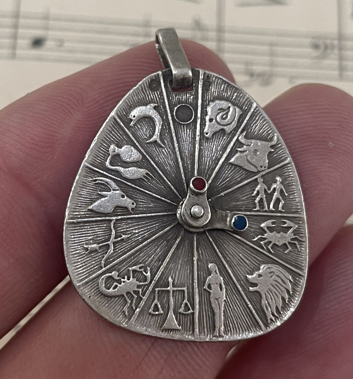 Rare Antique French Silver 800 Zodiac Signs Astrology Medal c1940