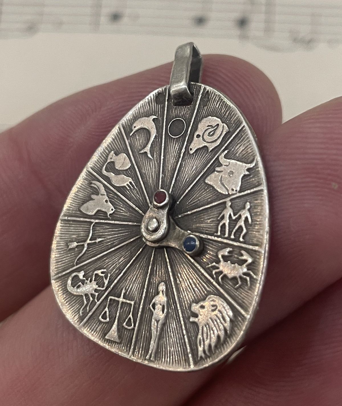 Rare Antique French Silver 800 Zodiac Signs Astrology Medal c1940