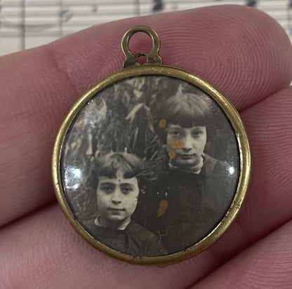 Rare Antique French Photo Holder Pendant Lucky Charm Bird Swallow 13 c1920