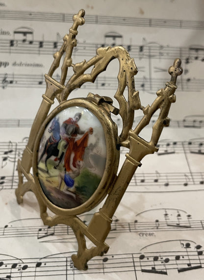 Antique French Hand Painted Porcelain St Martin of Tours Stand c1900