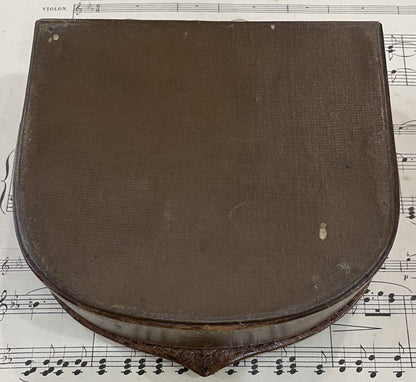 Rare Antique French Joan of Arc Bronze and Leather Jewelry Box Signed Lenoir c1920