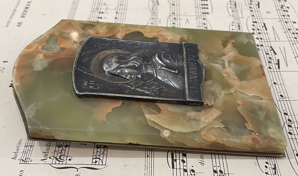 Rare Antique French Joan of Arc Religious Onyx Plaque Signed L. de Helly c1920