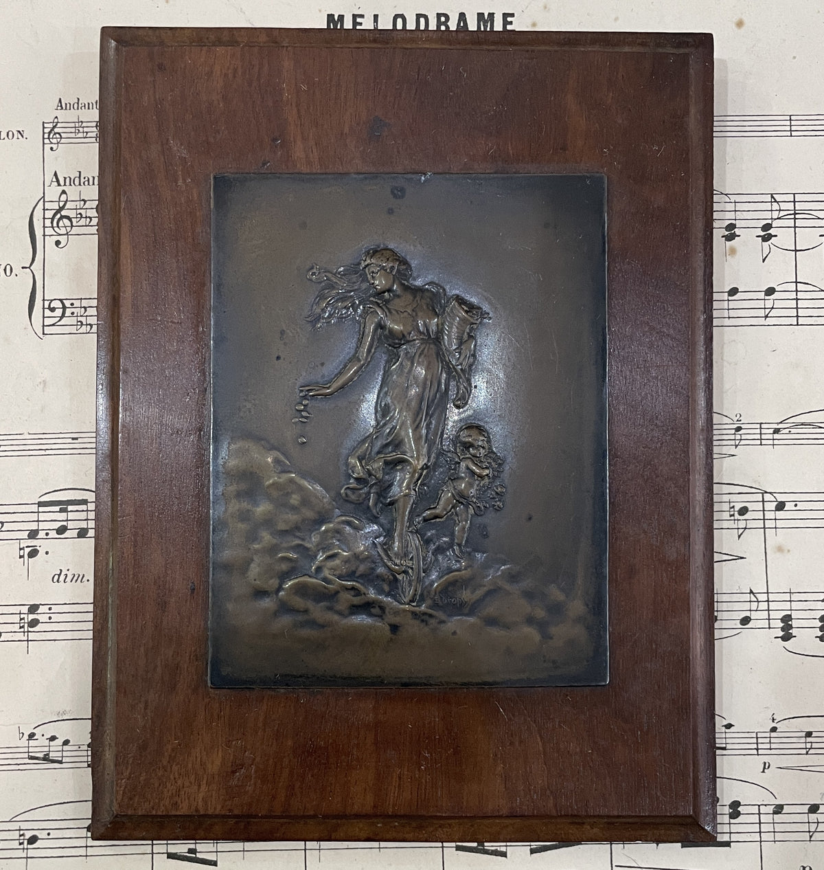 Rare Antique French Art Nouveau Woman Wheel Angel Signed Dropsy c1920