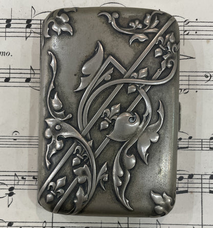 Antique French Art Nouveau Silver Plated Cigarette Case c1900