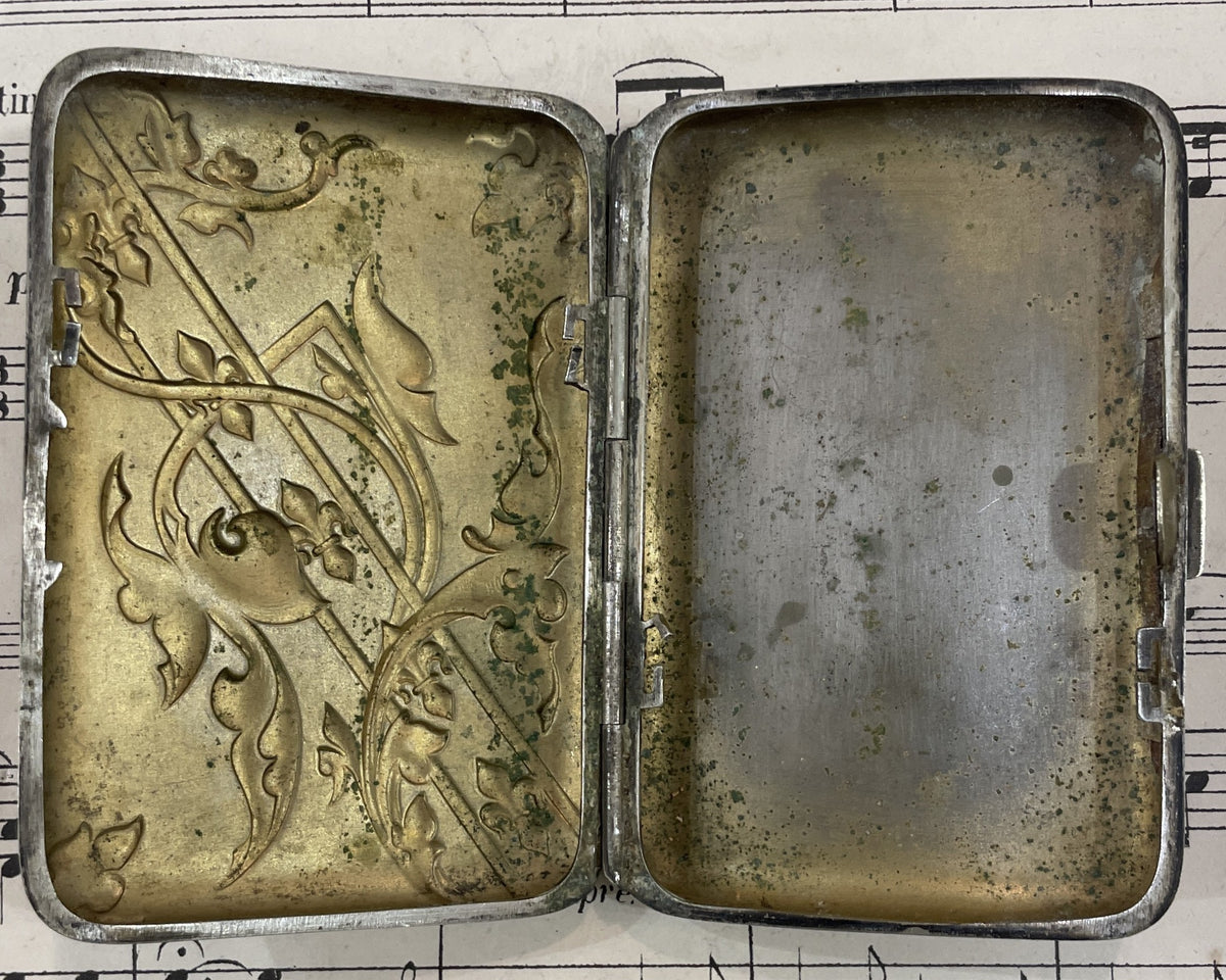 Antique French Art Nouveau Silver Plated Cigarette Case c1900