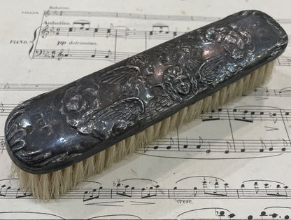 Rare Antique English Art Nouveau Sterling Silver Brush Angels c1905
