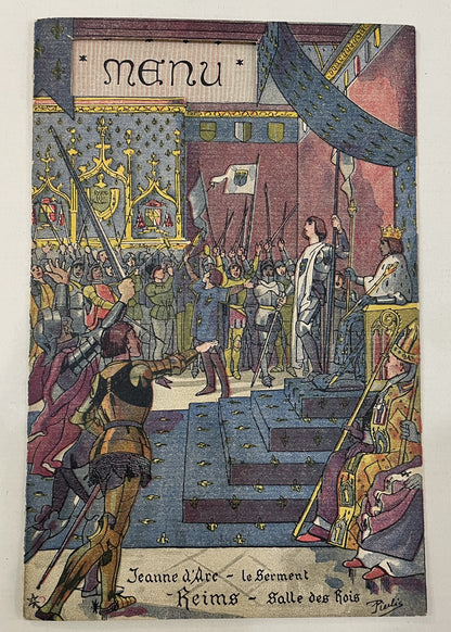 Rare Antique French Joan of Arc Menu Reims Cathedral Charles Heidsieck c1930