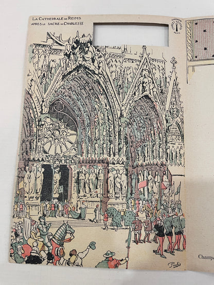 Rare Antique French Joan of Arc Menu Reims Cathedral Charles Heidsieck c1930