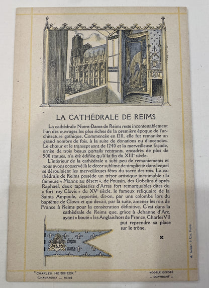 Rare Antique French Joan of Arc Menu Reims Cathedral Charles Heidsieck c1930