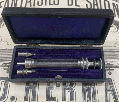 Antique French Doctor Kit Syringe Curiosity Original Box c1900