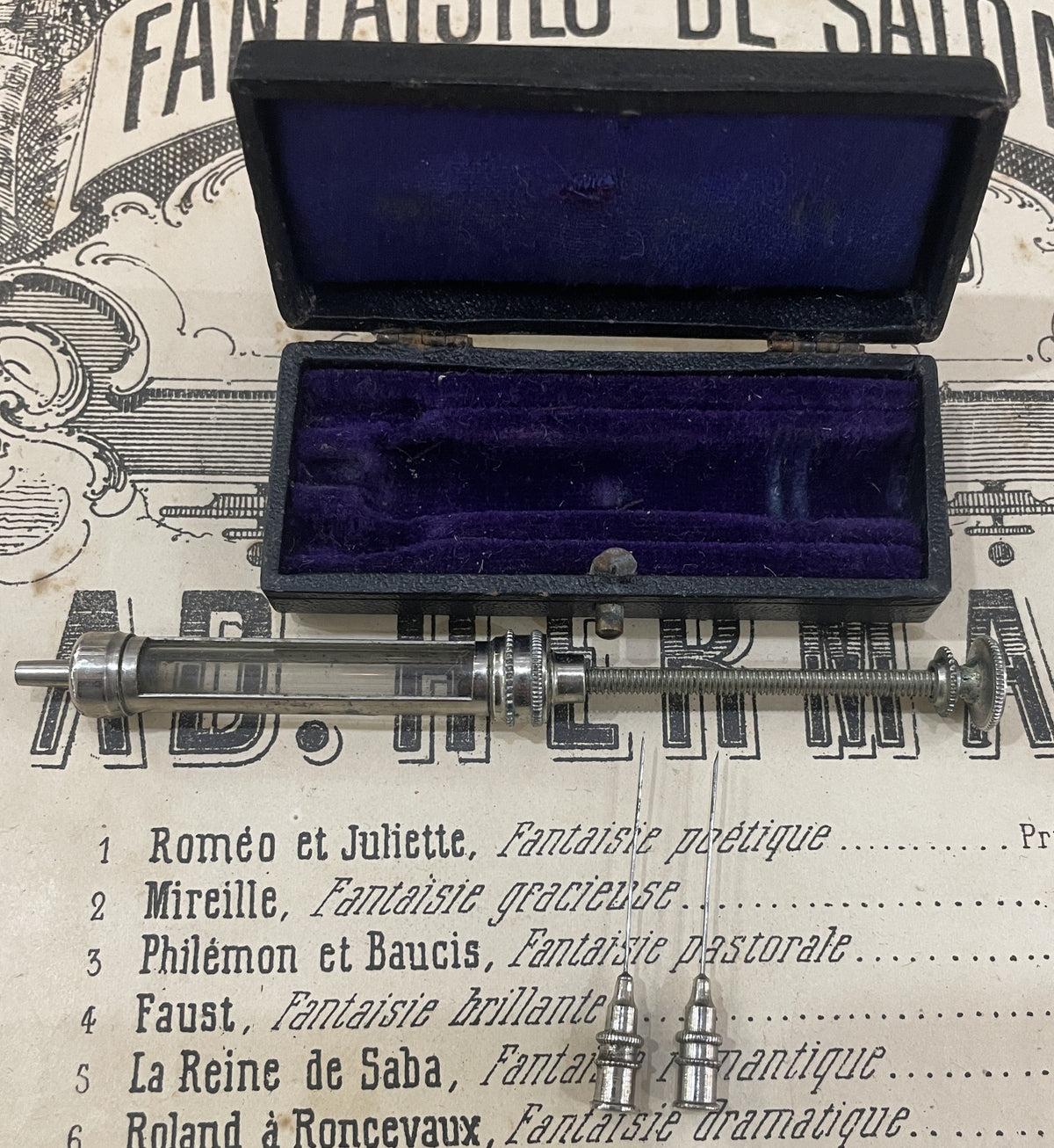 Antique French Doctor Kit Syringe Curiosity Original Box c1900