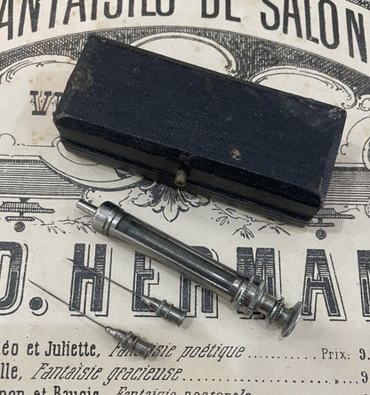 Antique French Doctor Kit Syringe Curiosity Original Box c1900