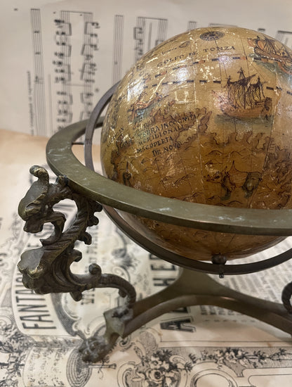 Rare Antique Italian Bronze Globe Dragon Chimera c1880