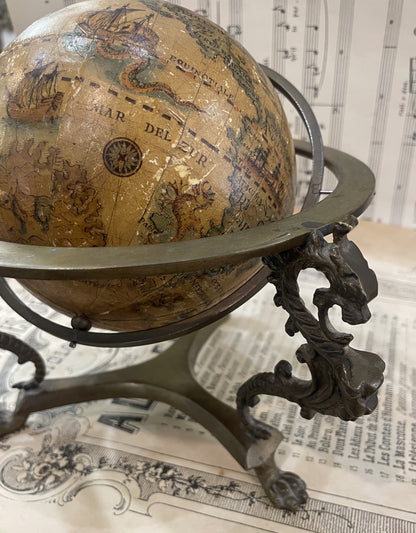 Rare Antique Italian Bronze Globe Dragon Chimera c1880
