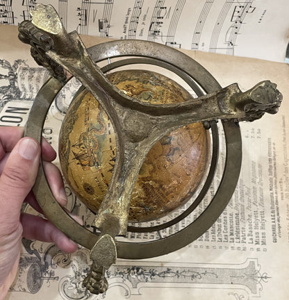 Rare Antique Italian Bronze Globe Dragon Chimera c1880