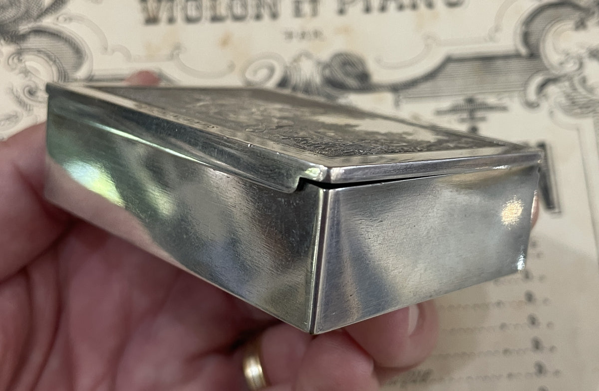 Rare Antique French Bronze Jewelry Box Signed Wicker c1920
