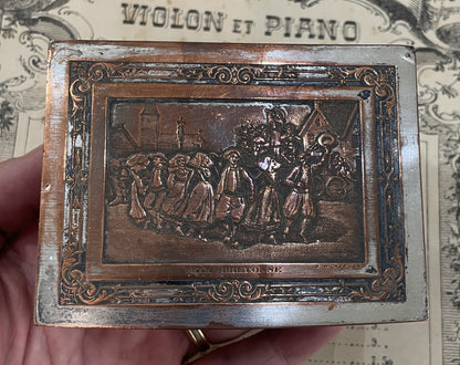 Rare Antique French Bronze Jewelry Box Signed Wicker c1920