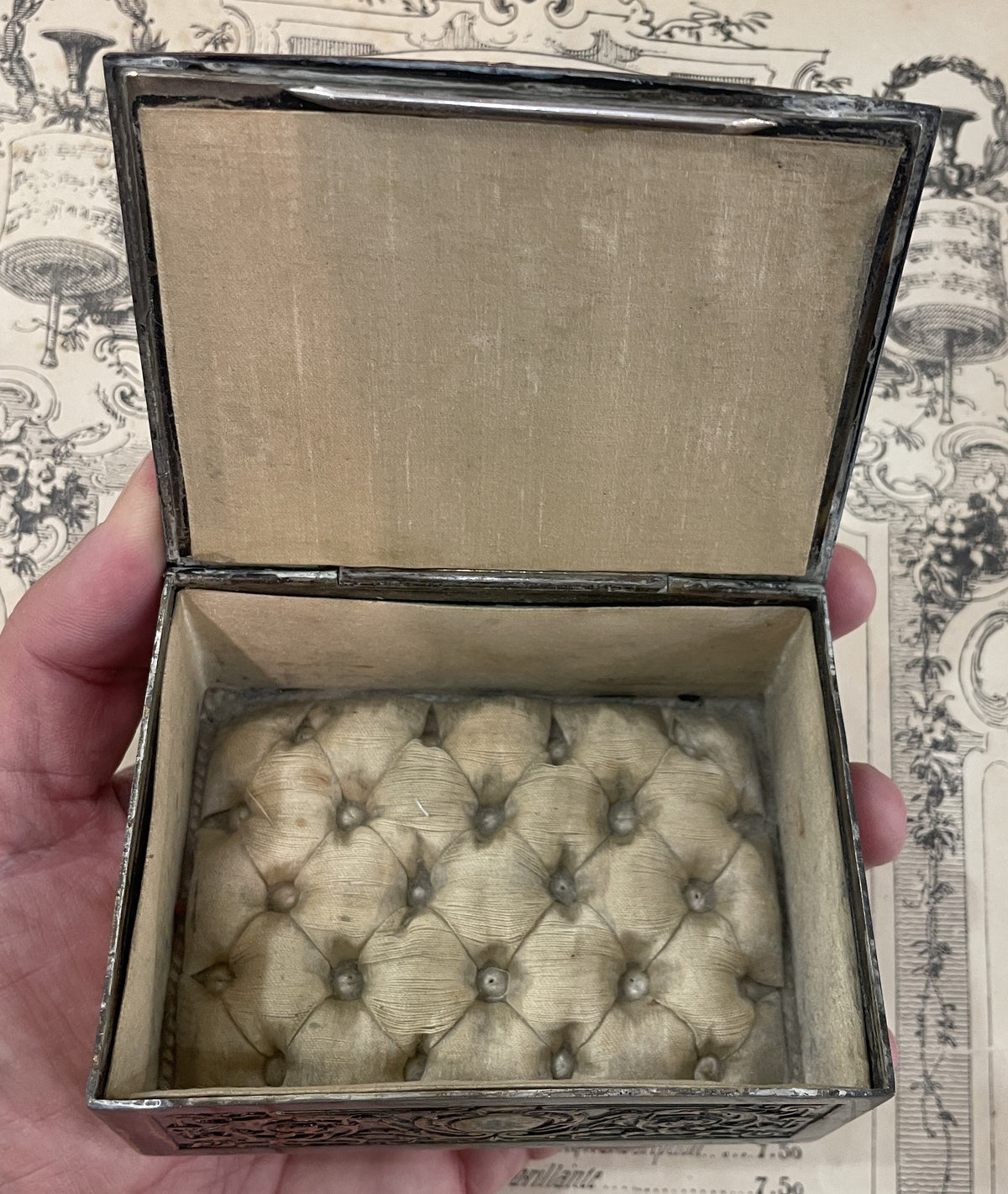 Rare Antique French Bronze Jewelry Box Signed Wicker c1920