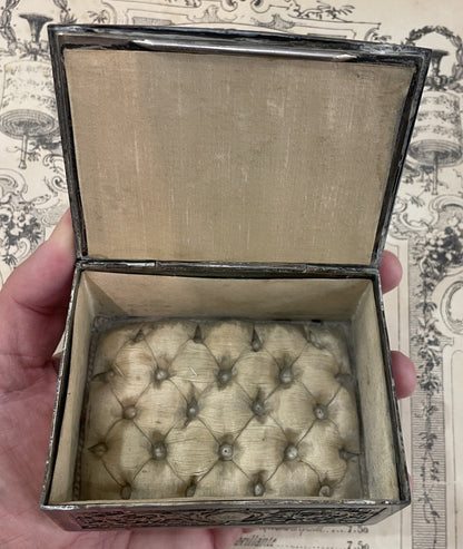 Rare Antique French Bronze Jewelry Box Signed Wicker c1920